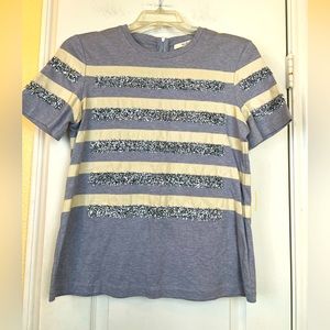 RHIE Gray Cream Short Skeeve Top Size 4